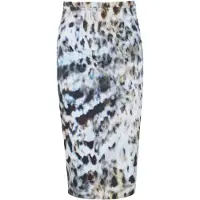 Conquista Elastische gabardine kokerrok met luipaardprint