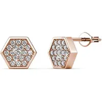 MYC Paris Hexagon oorbellen - roségoud en kristal