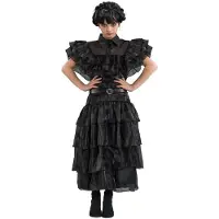 Chaks Verkleedkleding - - Woensdag - Zwarte baljurk - 11/12 jaar - Halloween
