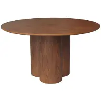 Sweeek - Ronde eettafel van rubberhout en eikenfineer voor 4 personen 130cm - leonore
