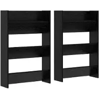 vidaXL Schoenenkast 2 st 60 x 18 x 90 cm Bewerkt hout Zwart Eiken
