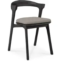 Ethnicraft Bok dining tuinstoel gelakt teak met stoffen bekleding