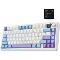 EPOMAKER x AULA F75 MAX - Wit/Blauw - Mechanisch Draadloos Toetsenbord - RGB - 75% - QWERTY - Gaming Keyboard - Leobog Reaper Switch