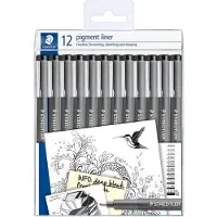 Staedtler - Artist Series - pigment liner 308 - etui met 12 lijnbreedten - zwart