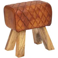 Wohnling Poef bruin leer 27x48x40 cm - WL6.092