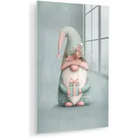 MuchoWow Glasschilderij 40x60 cm - Schilderij acrylglas - Kerstgnome - Cadeau - Groen - Foto op glas - Muurdecoratie woonkamer - Wanddecoratie slaapkamer - Schilderijen
