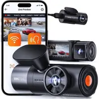 Vantrue N4 Pro Triple 3CH 4K Wifi Gps dashcam voor auto - 3 camera's voor 360 graden zicht - 2K en Full HD binnen en achter - Wifi en Gps - Parkeermodus