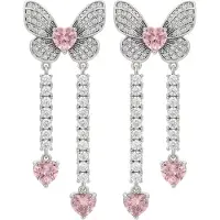 NAEMI Oorbellen rosa / zilver / transparant