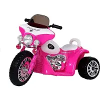 Lean Toys Elektrische politie chopper - trike - motor voor kinderen tot 25kg max 1-3 km/h roze - kids motor - kindermotor - politiemotor