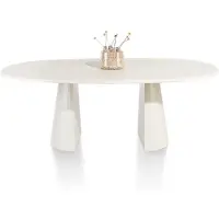 Xooon Lund eetkamertafel ovaal MDF tafelblad Nebbia/metalen onderstel