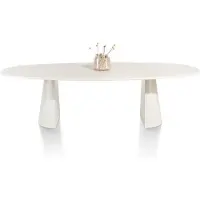 Xooon Lund eetkamertafel ovaal MDF tafelblad Nebbia/metalen onderstel