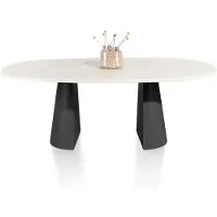 Xooon Lund eetkamertafel ovaal MDF tafelblad Nebbia/metalen onderstel