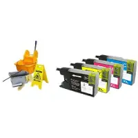 Inktmedia Geschikt Brother LC-1220 LC-1240 Lc1280 reinigingscartridges SET van