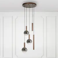 Paul Neuhaus Hanglamp Bowl, dimbaar, bruin / roest, Woon-/ Eetkamer, Glas, Modern