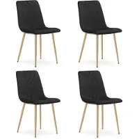 Leobert TURIN Eetkamerstoelen – Set van 4 – Zwart Velvet – Houten Poten – Comfortabele Ergonomische Zitting – Modern Design – Velvet Stoel voor Woonkamer, Keuken en Eetkamer – Max. 110 kg per Stoel