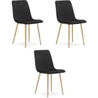 Leobert TURIN Eetkamerstoelen – Set van 3 – Zwart Velvet – Houten Poten – Comfortabele Ergonomische Zitting – Modern Design – Velvet Stoel voor Woonkamer, Keuken en Eetkamer – Max. 110 kg per Stoel