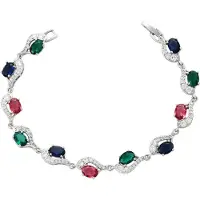 Gaya Armband navy / donkergroen / rood / zilver