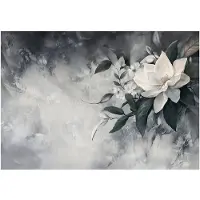 WALLARENA - Fotobehang - 250x175 cm - fototapete met bladeren en bloemen in betonlook voor keuken, slaapkamer en woonkamer