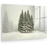 MuchoWow Glasschilderij 180x120 cm - Schilderij acrylglas - Bomen - Sneeuw - Wit - Foto op glas - Muurdecoratie woonkamer - Wanddecoratie slaapkamer - Schilderijen