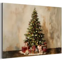 MuchoWow Aluminium schilderij 30x20 cm - Wanddecoratie metaal - Kerstboom - Versierd - Kleurrijk - Metalen muurdecoratie woonkamer - Decoratie industrieel - Foto op dibond - Industriële accessoires slaapkamer