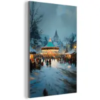 MuchoWow Aluminium schilderij 20x30 cm - Wanddecoratie metaal - Winterkermis - Dorp - Kleurrijk - Metalen muurdecoratie woonkamer - Decoratie industrieel - Foto op dibond - Industriële accessoires slaapkamer