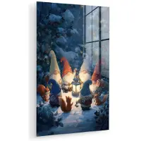 MuchoWow Glasschilderij 120x180 cm - Schilderij acrylglas - Winter - Gnooms - Eekhoorns - Meerkleurig - Foto op glas - Muurdecoratie woonkamer - Wanddecoratie slaapkamer - Schilderijen