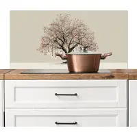 KitchenYeah Spatscherm keuken 100x50 cm - Kookplaat achterwand Lichtboom - Winter - Kerst - Meerkleurig - Muurbeschermer - Spatwand fornuis - Hoogwaardig aluminium