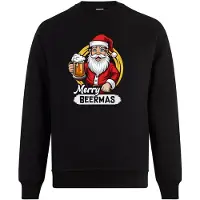B&C Merry Beermas trui - Unisex - Kerst - Christmas - Feestdagen - Kersttrui - Grappige trui - Kerstman - Foute kersttrui - Kerst outfit - Maat L