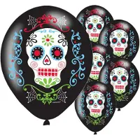 Amscan Ballonnen Halloween - 24x stuks - day of the dead - 27 cm - horror - halloweenfeestje
