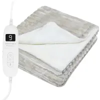 STAUS&BACH Elektrische deken 3XL - 2 persoons bovendeken - Dubbelzijdig Fleece Sherpa Warmtedeken - Beige - 180x160 cm PowerNap