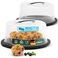 Novaliv set van 3 taarttransportdozen met koelvak en muffinvorm (rond 38 x 33,5 x 17,5 cm), opbergdoos met deksel voor taarten en gateaux, taarttransportdoos, taartvorm, taartkoepel