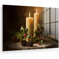 MuchoWow Glasschilderij 150x100 cm - Schilderij acrylglas - Kaarslicht - Kerst - Veelkleurig - Foto op glas - Muurdecoratie woonkamer - Wanddecoratie slaapkamer - Schilderijen