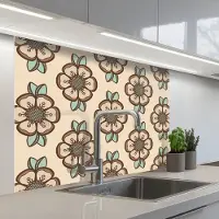 KitchenYeah Keuken achterwand 100x80 cm - Spatscherm zelfklevend Retro - Bloemen - Design - Muurbeschermer - Spatwand fornuis