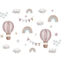 Usorteret Wandsticker Ballonnen en Regenboog - Zelfklevende Muursticker voor Kinderkamer - 64x86 cm - Kleurrijke Decoratie voor Meisjes- en Jongenskamer