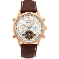 Heritor Automatic Heritor automatisch Wilhelm semi-skelet lederen band horloge met dag/datum