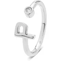 Luxenter 925 Sterling zilveren ring met gerhodineerde briljant zirkonia - Alfabet