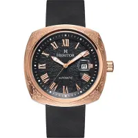 Heritor Automatic Davenport horloge met gegraveerde leren band en datum