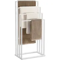 MULTISTORE Vrijstaande Handdoekhouder 4 Niveaus – Stalen Handdoekrek Mat Wit – Modern Design voor Badkamer of Wasruimte