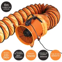 Monster MAXBLAST Professionele Ventilator + 12 meter opvouwbare slang - Ø 250 mm - 320 W - afzuiger stofafzuiging