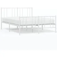 vidaXL Bedframe met hoofd- en voeteneinde metaal wit 160x200 cm
