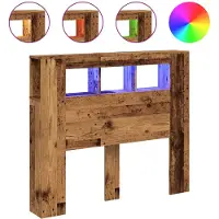 vidaXL Hoofdeinde met LED 120x18,5x103,5 cm bewerkt hout oud hout