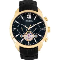 Heritor Automatic Heritor automatisch Arthur semi-skelet lederen band horloge met dag/datum
