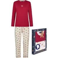 Happy Shorts Dames kerst pyjama set shirt + broek giftbox rood/off-white gingerbread