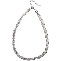 Marama - ketting Jill zilver - RVS-zilver plating - gevlochten damesketting - nikkelvrij - cadeautip