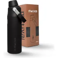 Motivai Fast Sip Drinkfles 700ML – Zwart – Thermosfles RVS – Lekvrije Waterfles – BPA-vrij – Dubbelwandig Geïsoleerd – Voor Warm & Koud
