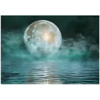 WALLARENA - Fotobehang - 250x175 cm - Fototapete van de maan, natuur en zee voor slaapkamer en salon, vliesbehang