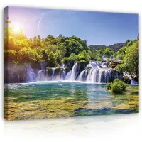 WALLARENA - Canvas schilderij - 120x80 cm - Waterval landschap groot
