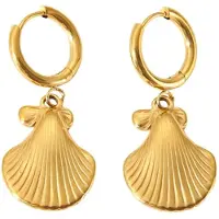 Marama Oorbellen Schelp Goud - RVS - gold plated - oorhangers - dames - beach look - zomer - nikkelvrij - seashell - subtiele damesoorbellen