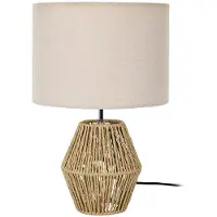 Home Deco Factory Tafellamp met linnen kap - rond - H30 cm - Boho/ibiza stijl - natuurlijk wonen