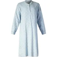 Lunatex - warm dames nachthemd 224180 - aangeruwd badstof - blauw - maat L